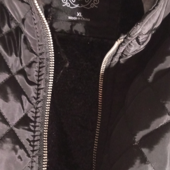 Black Quilted Vest with Hood - Picture 2 of 6